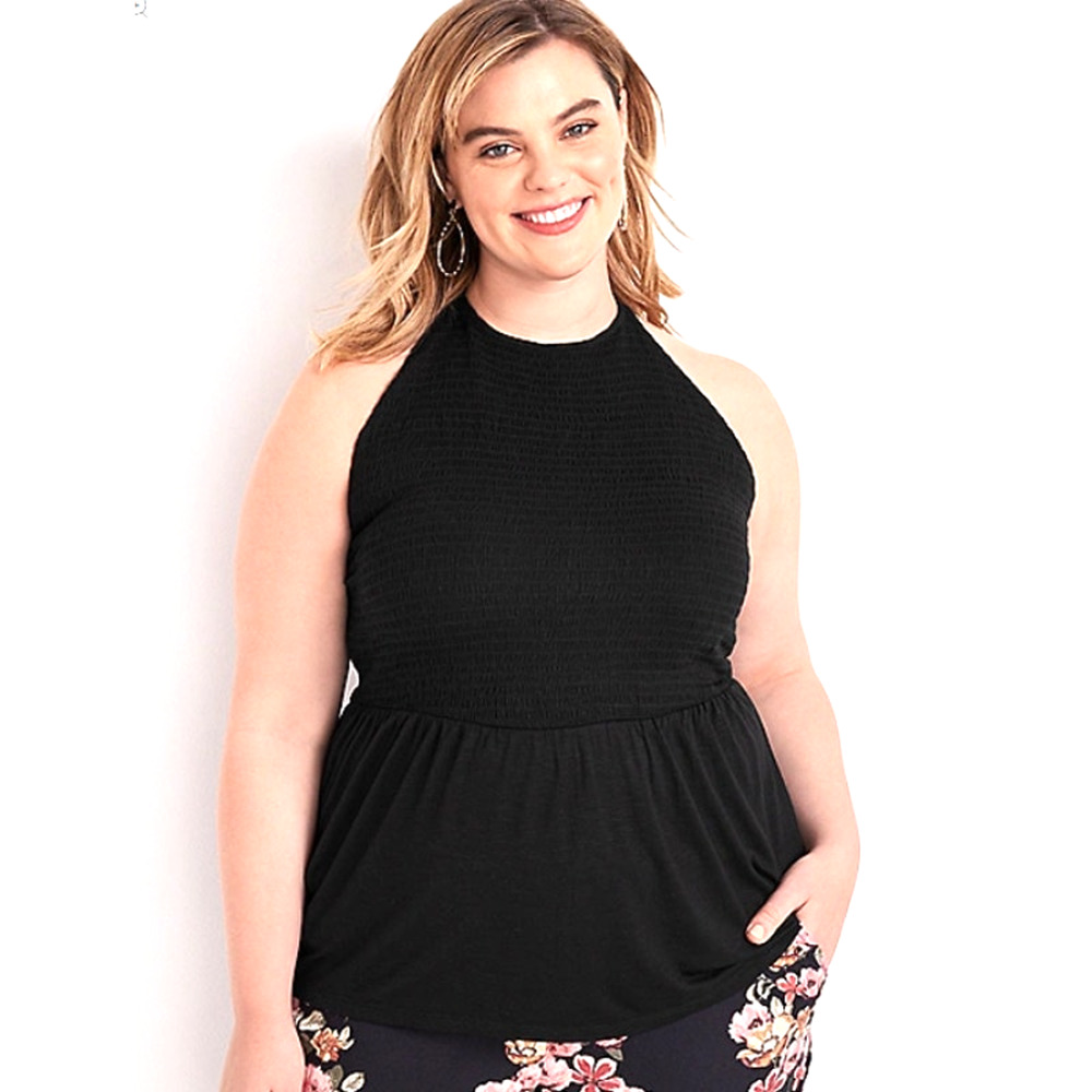 Maurices Tank Top Womens 2X Sexy Babydoll Smocked Halter Elegant Edgy Flattering